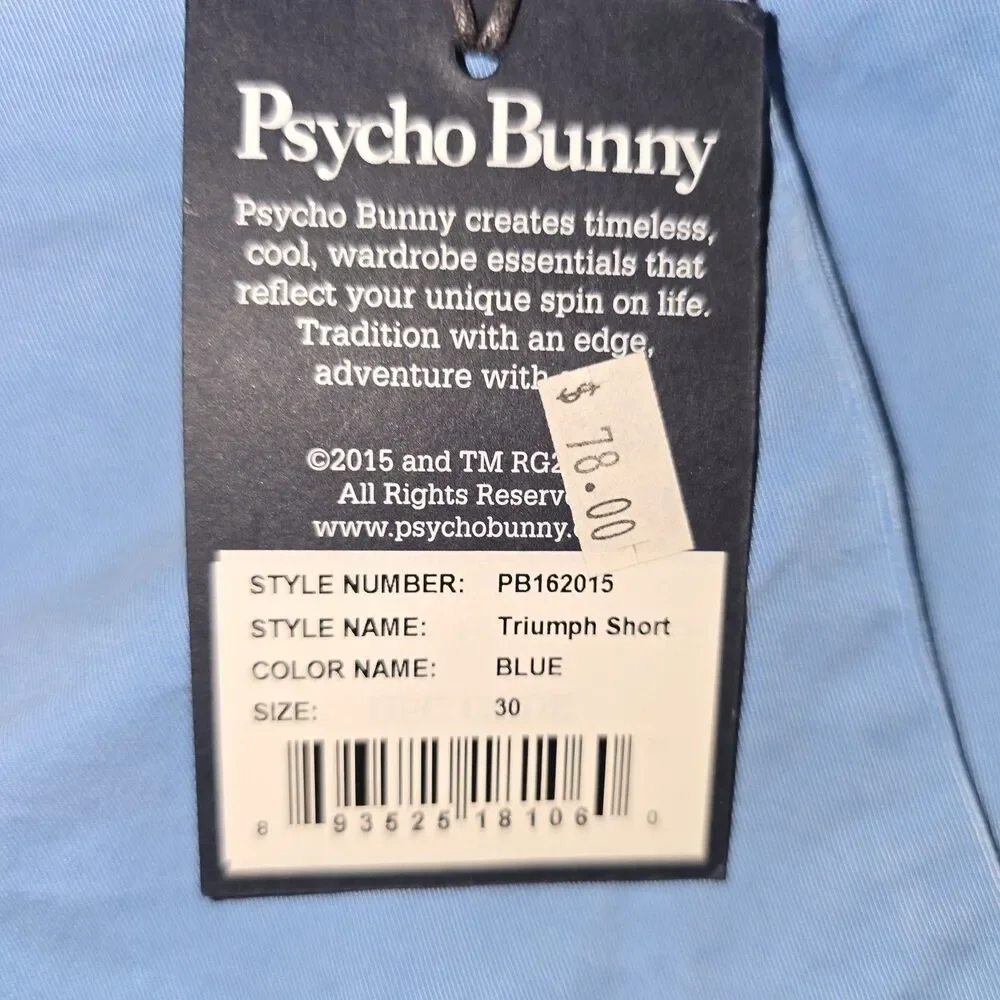 Psycho Bunny Triumph Shorts Men's 30 Blue Adjustable Waist Classic Comfort NWT